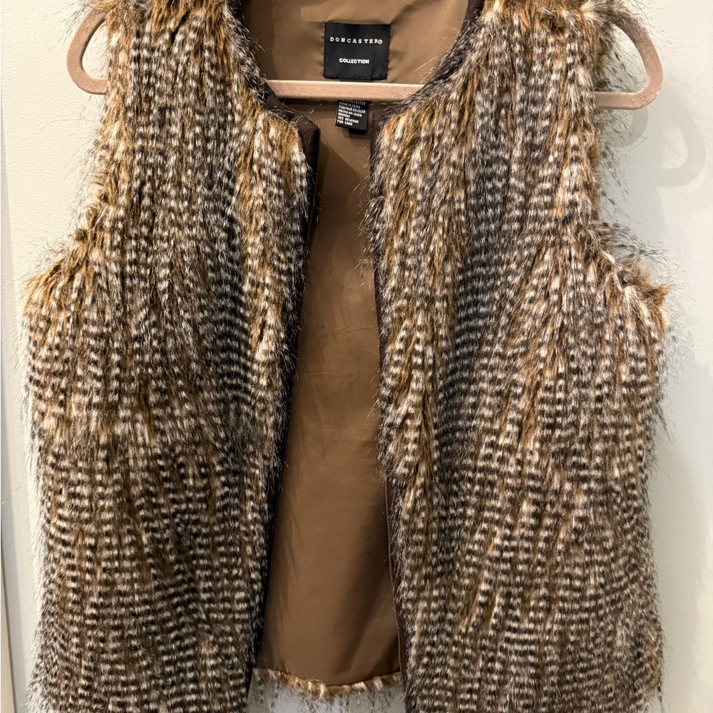 BCBGMAXAZRIA Faux Fur Vest - Brown